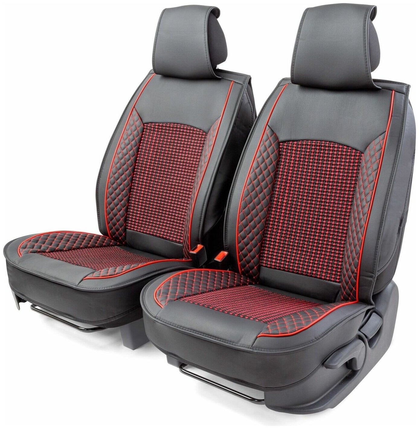 AUTOPROFI CUS2102BKRD Накидки каркасные на сиденья передние Car Performance, 2 шт. экокожа прострочка(черн/красный)