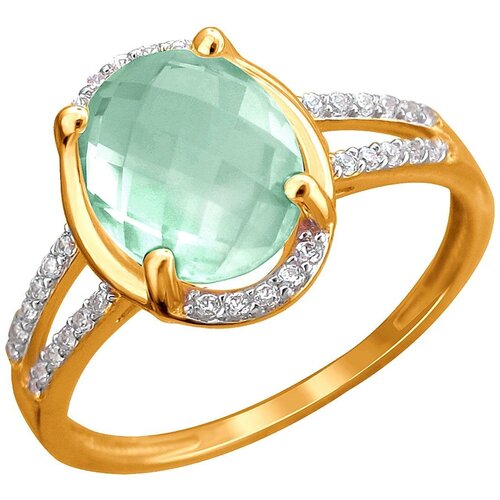 фото Эстет кольцо с празиолитом и фианитами из красного золота 01к3112172р-7, размер 17