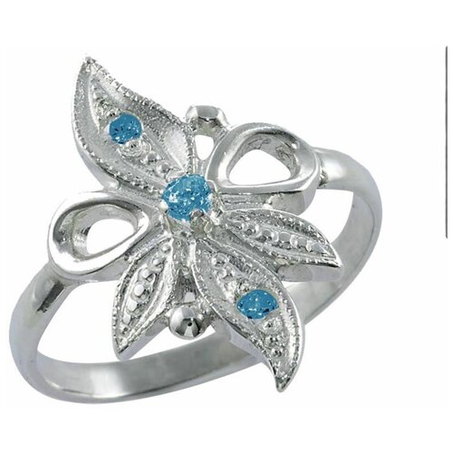 фото Top crystal кольцо "цветок" с фианитами, серебряное 40245297-голубой, размер 17