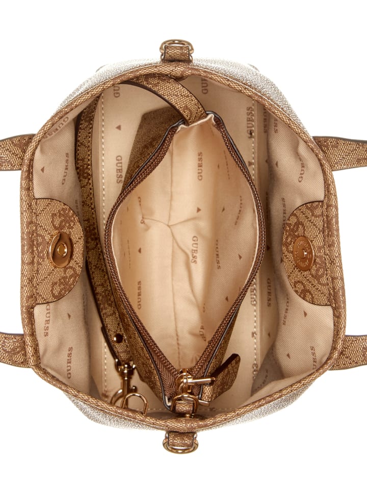 Комплект сумок тоут GUESS LATONA, фактура зернистая, розовый/коричневый — фото 1
