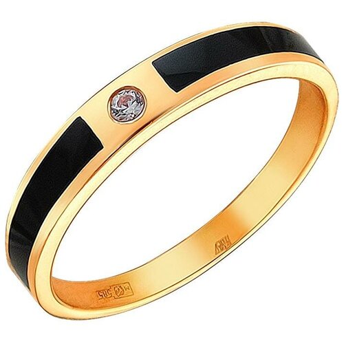 фото Эстет кольцо с фианитом и ониксами из красного золота 01т412131-1, размер 21.5