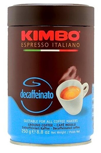 Кофе Kimbo Decaffeinato Эспрессо б/кофеина молотый 250г, ж/б - фотография № 2