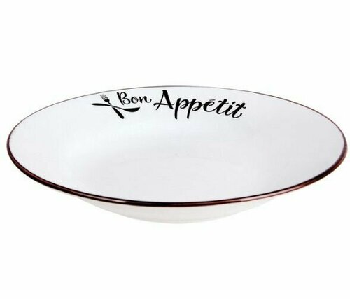 Набор тарелок глубоких круглых белых с Декором Bon Appetite 20 см 500мл 6 штук керамика