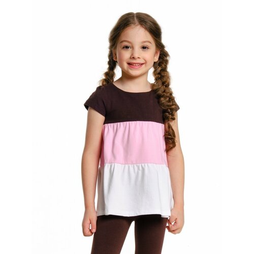 Туника Mini Maxi, размер 98, коричневый, розовый