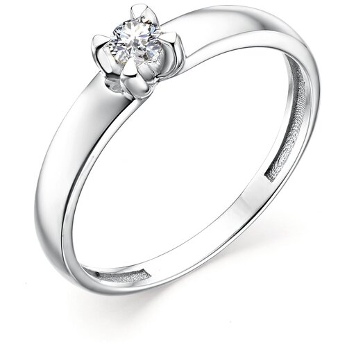 фото Алькор кольцо с 1 бриллиантом из белого золота 12645-200, размер 18.5