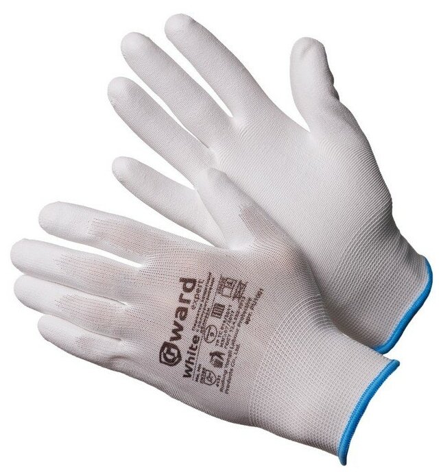 фото Перчатки нейлоновые белые с белым White, 6 пар, размер 10 (XL)