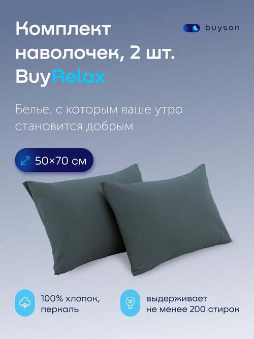 Комплект наволочек BuyRelax 50х70, хлопок (перкаль) серо-голубой 2 шт