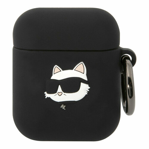 Karl Lagerfeld чехол для Airpods 1/2, Silicone case with ring NFT 3D Choupette черный