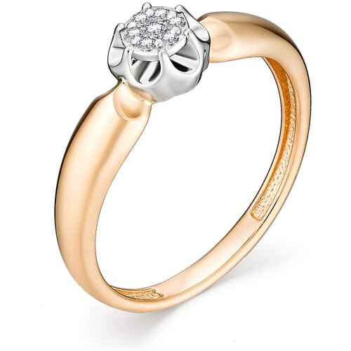 фото Алькор кольцо с 7 бриллиантами из красного золота 12971-100, размер 18.5