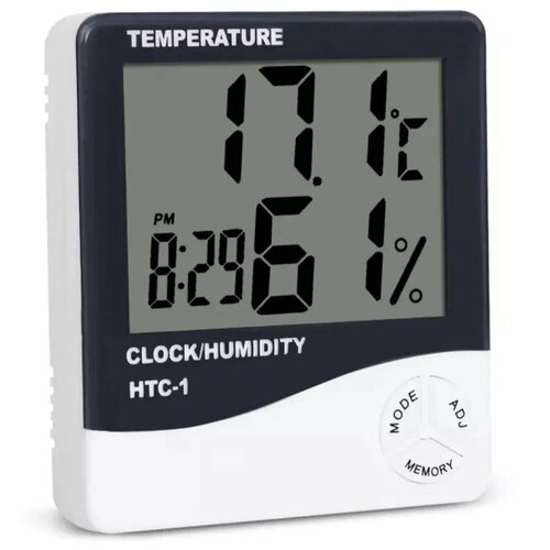 Термометр-гигрометр/ цифровой электронный комнатный /часы, будильник, температура, влажность/ Погодная станция для дома НТС-1 цифровой мини термометр с жк дисплеем для измерения влажности температуры 50 110 ℃