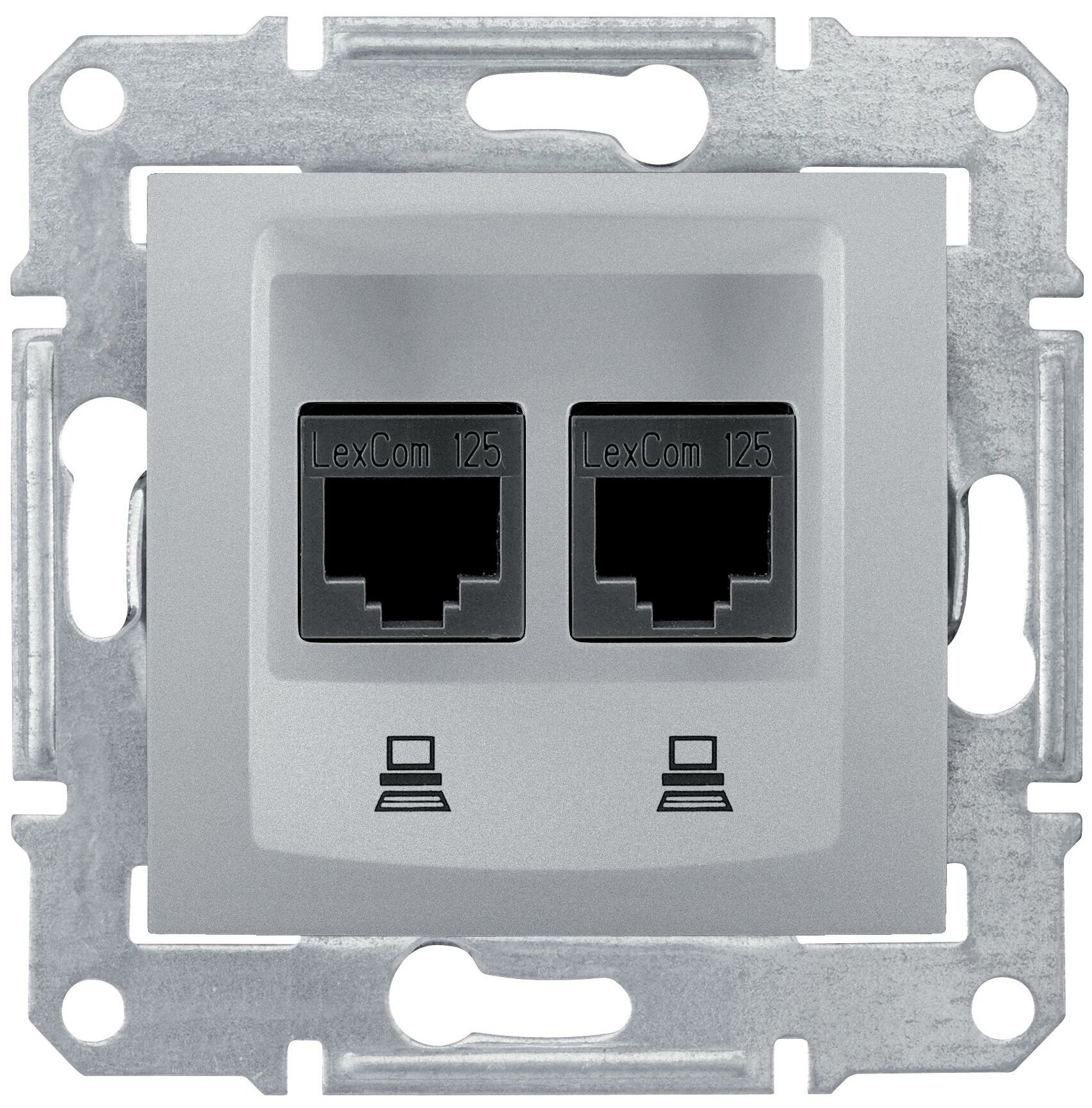 SEDNA розетка компьютерная RJ45, двойная, кат. 6, неэкр. UTP, алюминий (1 шт.)