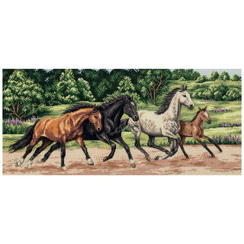 фото Набор для вышивания panna "дикие лошади", арт. j-7073 (ж-7073), 44,5x20 см