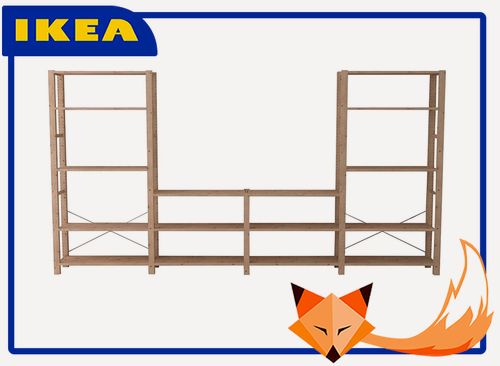 Изображение товара Стеллаж IKEA Ivar 344х30х179 см, 16 полок, массив сосны, скандинавский стиль