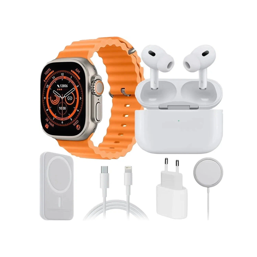 Универсальный набор X8 UNIQUE COMBINATIONСмарт часы 8 X ULTRAнаушникибеспроводная зарядкаАдаптер 20WUSB-Cбелый 390000₽