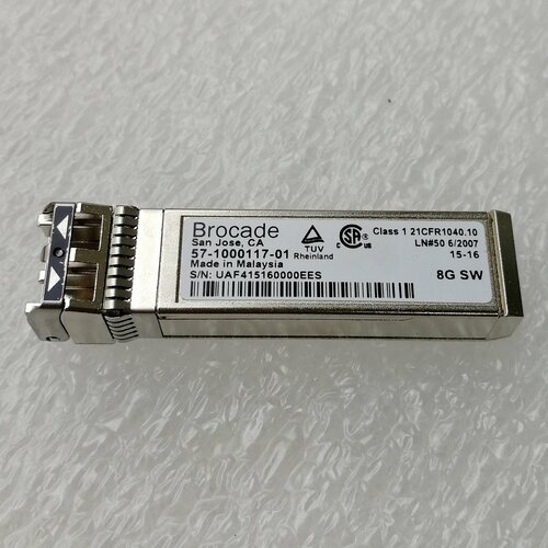 Трансивер оптический Brocade 57-1000117-01 модуль SFP+ FC SWL 8Gbps Short Range SR 850nm Pluggable miniGBIC FC8x XBR-000163 парчовый 64g fc sfp swl волоконно канальный трансивер 57 1000495 01 xbr 000462 g720 оптический модуль приемопередатчика