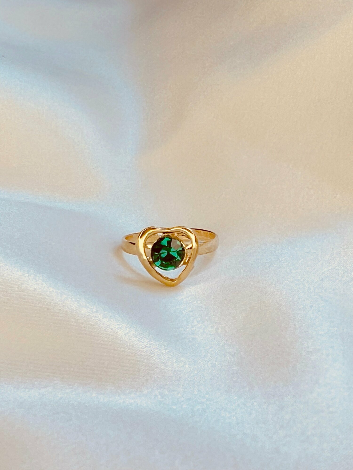 Кольцо Кольцо винтажное с зеленым камнем, стекло