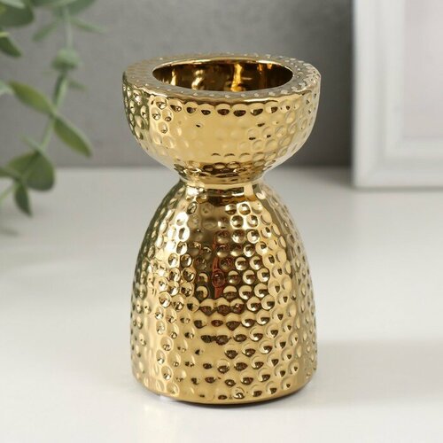 Подсвечник керамика на 1 свечу Иллюзия d4 см золото 65х65х10 см 531₽