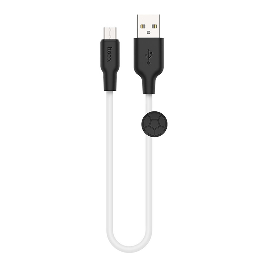 Кабель USB HOCO X21 Plus Silicone USB - MicroUSB, 2.4А, 25 см, белый+черный