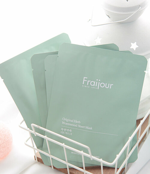 Fraijour Тканевая маска Original Herb Wormwood Sheet Mask, 171 г, 5 шт. по 23 мл