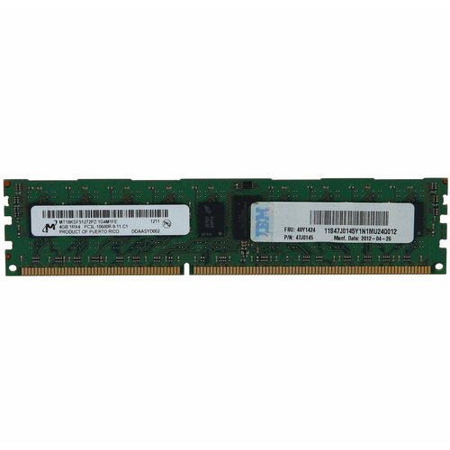 Оперативная память IBM 4GB 1x4GB 1Rx4 135V PC3L-10600 CL9 ECC DDR3 1 1333MHz LP 47J0145 209800₽