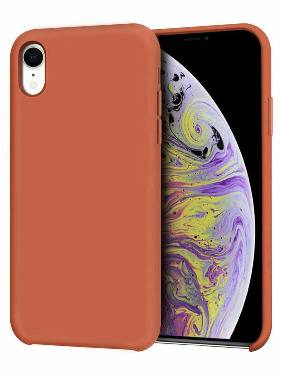 Чехол силиконовый на телефон Apple iPhone XR бампер для смартфона Айфон ХР без логотипа матовый оранжевый