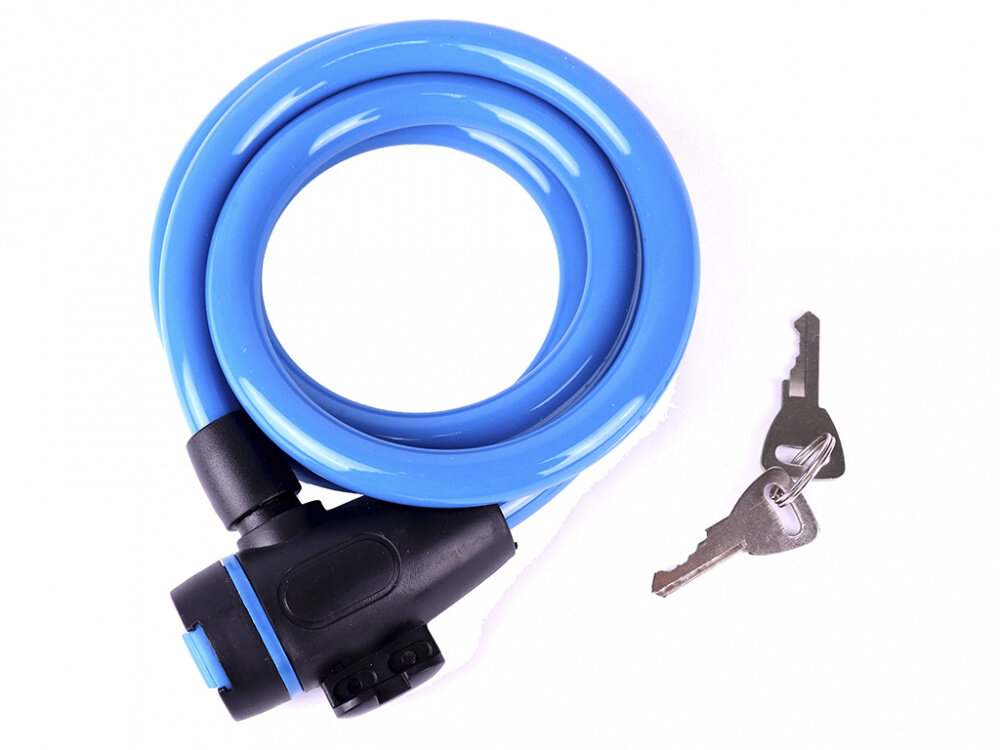 Замок велосипедный с защитой от влаги 12х1000 мм, голубой тросик Vinca Sport