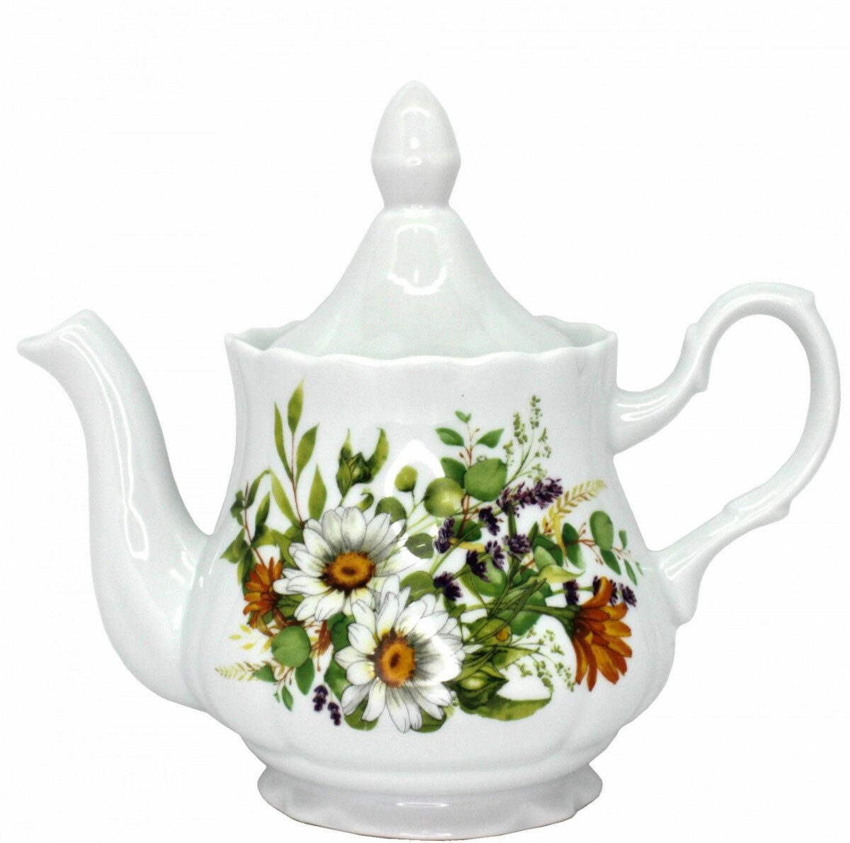 фото Чайник заварочный 0.8 л фарфор Луговые ромашки Добруш