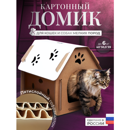 Картонный домик-когтеточка "Кристофер" для кошек и собак, лежанка для животных, лежак, подстилка для животных, игровой комплекс, игрушка, когтеточка