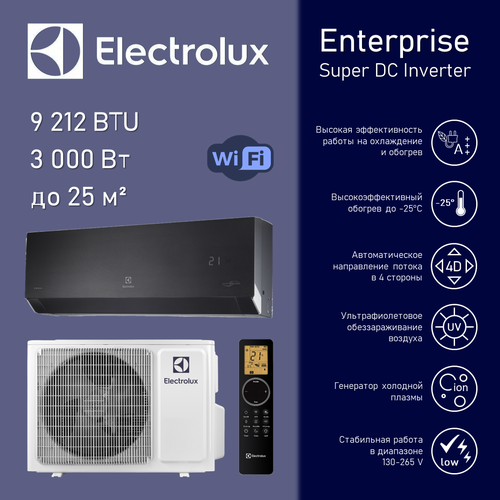 Electrolux Enterprise Super DC Inverter EACS/I-09HEN-BLACK/N8_24Y внутренний блок кондиционера electrolux avalanche super dc inverter eacs i 09hav n8 22y in