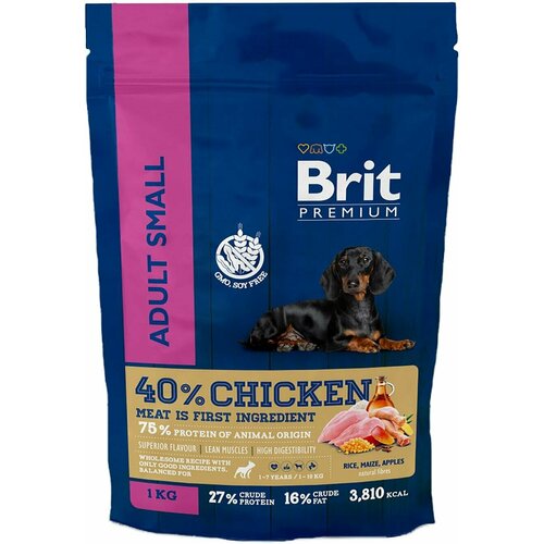 Brit / Лакомство для собак Premium Dog Adult Small с курицей 1000г 1 шт