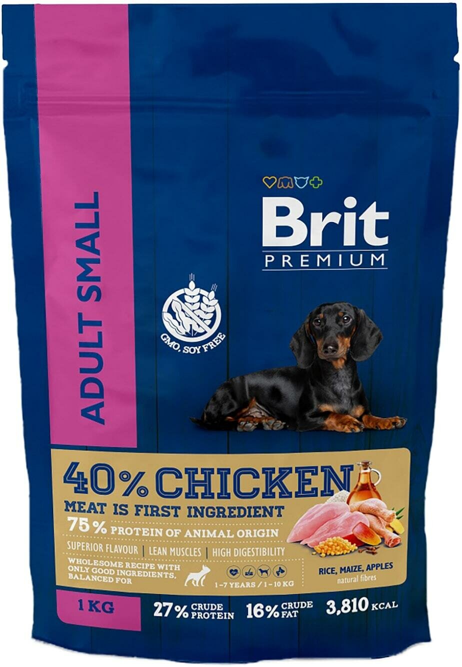 Brit / Лакомство для собак Premium Dog Adult Small с курицей 1000г 1 шт