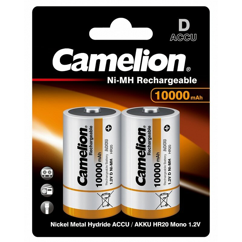 Camelion D-10000mAh Ni-Mh BL-2 (NH-D10000BP2, аккумулятор,1.2В) (упак. 2 шт.), цена за 1 упак.