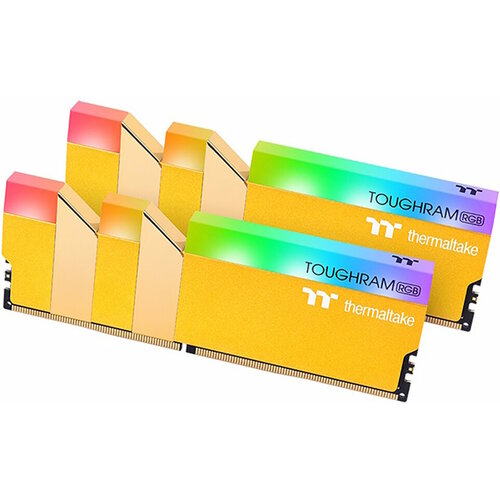 модуль памяти 16gb thermaltake ddr4 3600 dimm toughram rgb metallic gold gaming memory rg26d408gx2 3600c18a non ecc cl18 1 35v heat shield xmp 2 0 Оперативная память для компьютера Thermaltake TOUGHRAM RGB DIMM 16Gb DDR4 3600 MHz RG26D408GX2-3600C18A