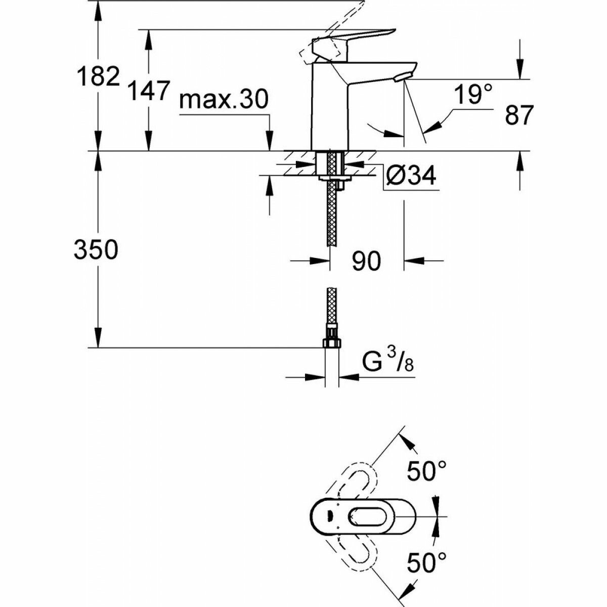 Смеситель Grohe BauLoop 23337000 для раковины — фото 1