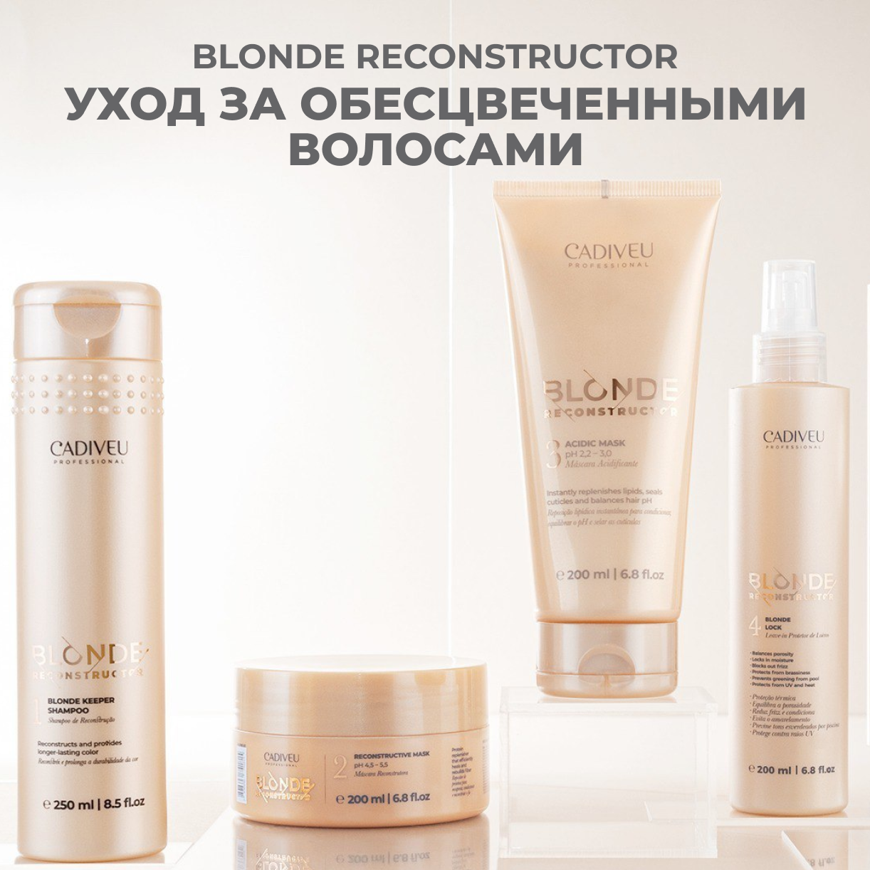 Cadiveu Blonde Reconstructor Home Care Набор для домашнего ухода(4 Products)Подарочная упаковка