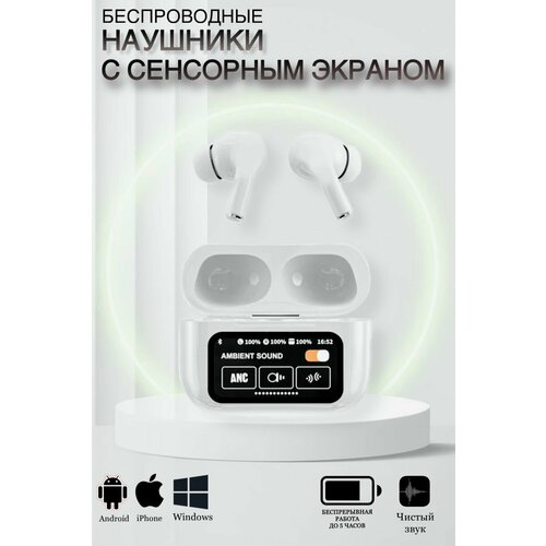 Наушники беспроводные для iPhone и Android и ПК с экраном