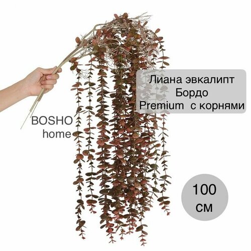 Лиана эвкалипт декоративная с корнями Бордо 100 см 1 штука свисающая ампельная з 1189₽