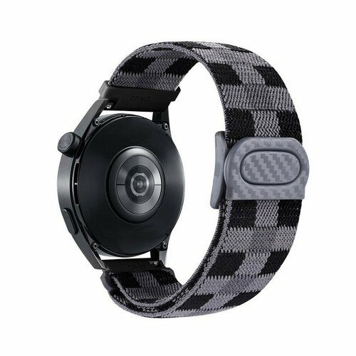 Ремешок c карбоновой застежкой для часов с креплением 22 мм Garmin, Samsung, Huawei, Honor, Xiaomi Amazfit, 19 серый в клетку серый, черный, размер S (запястье 135–150 мм), XL (запястье 180–200 мм), М (запястье 150–160 мм), L (запястье 160–180 мм)