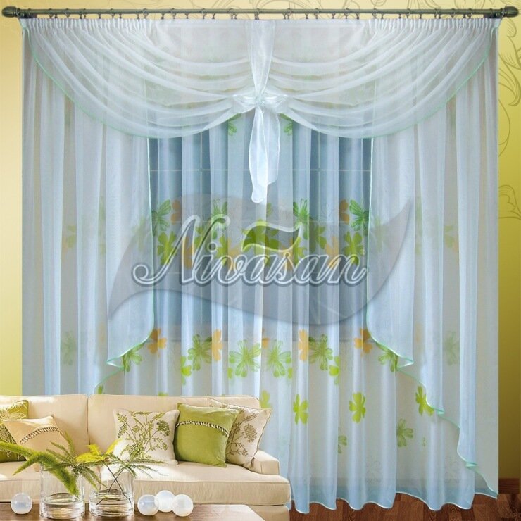 Шторы Nivasan  Люси   салатовые  полупрозрачные  вуаль  2 5x2 8 м