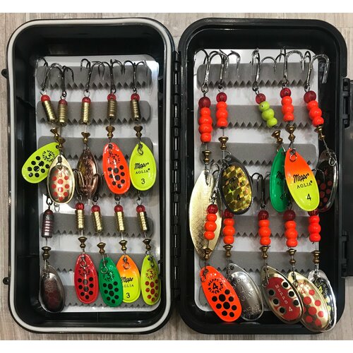 Набор блесен Mepps Aglia, вращающиеся, тройные крючки, сталь, 20шт