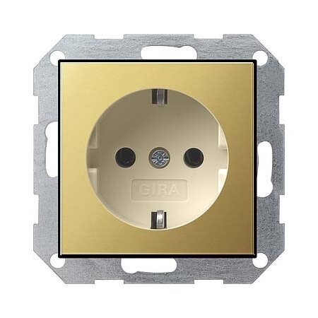 System55 0188614 Розетка с заземляющим контактом (16 А, под рамку, скрытая установка, латунь-кремовый) Gira - фото №1