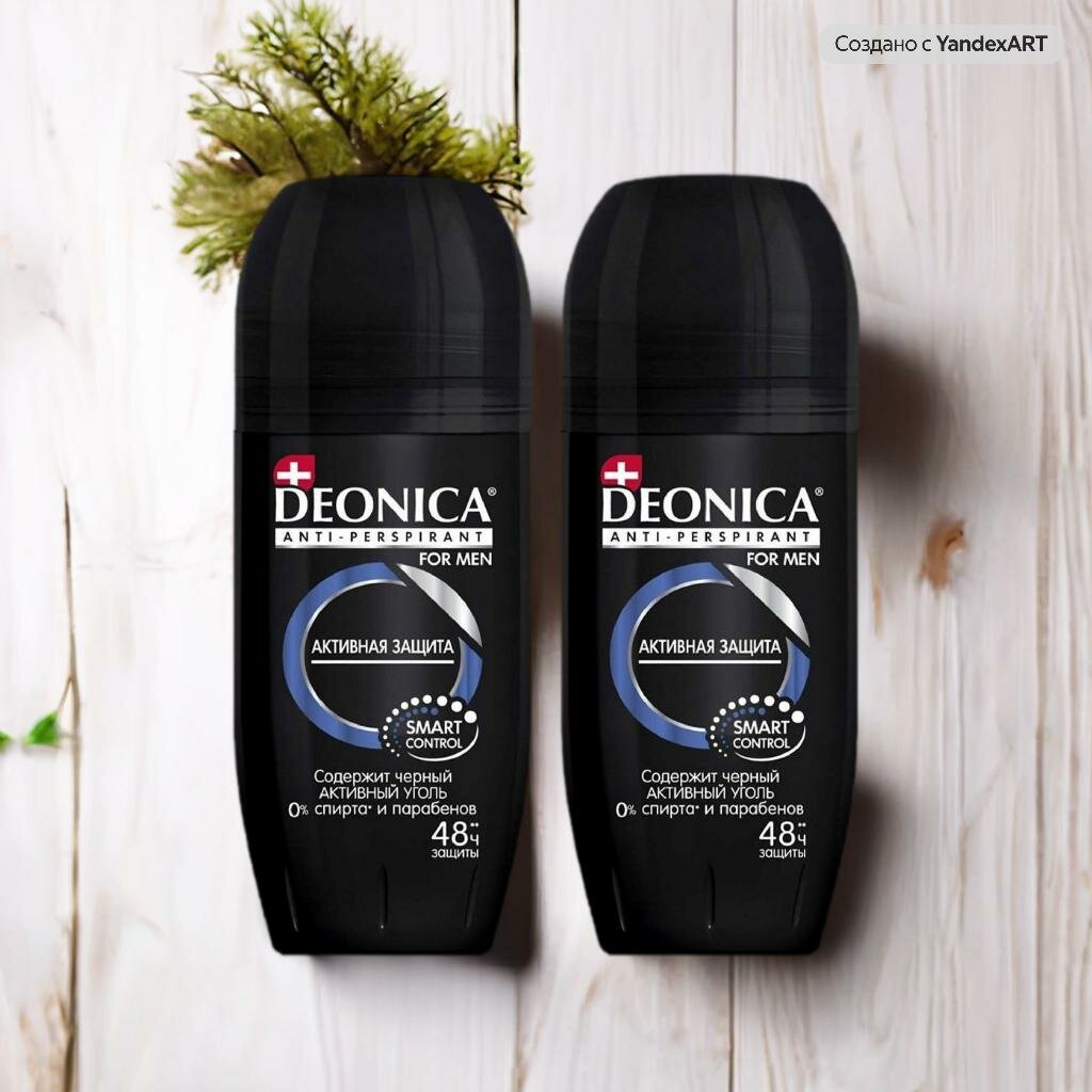 Антиперспирант мужской DEONICA For Men Активная защита с Углем, шариковый, 50 мл, 2 шт