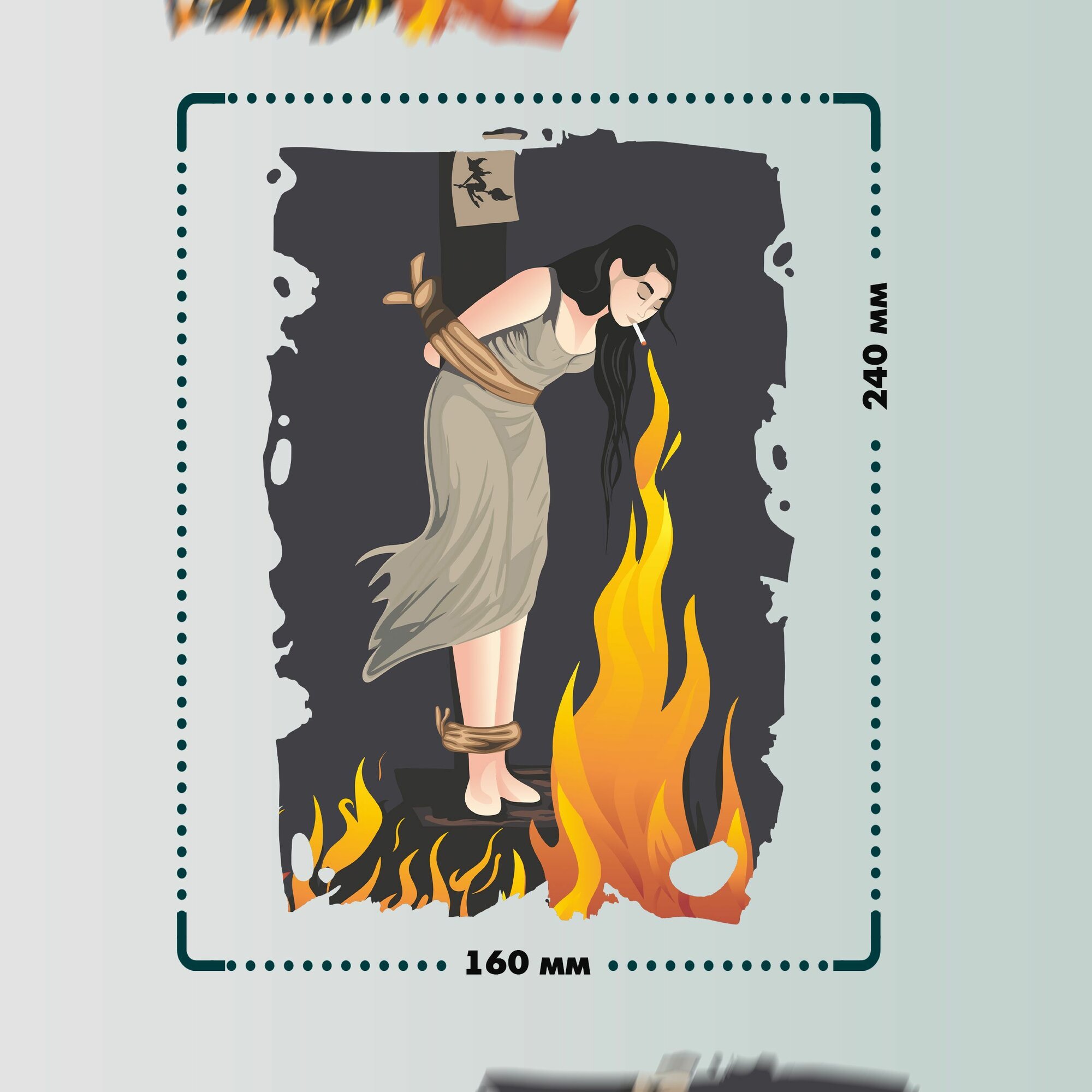 Термонаклейки на одежду Ведьма на костре — фото 1