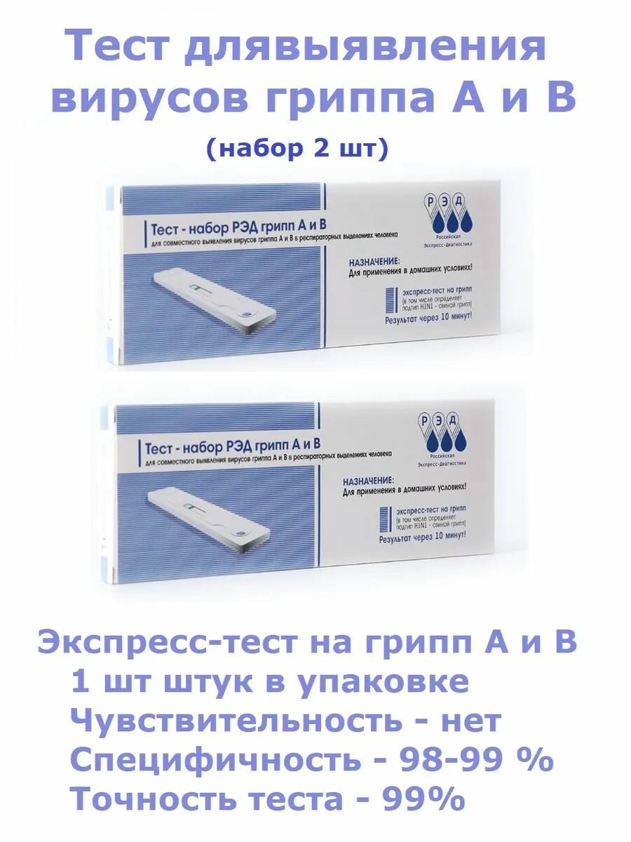 Тест на выявление гриппа А и В набор 2 шт