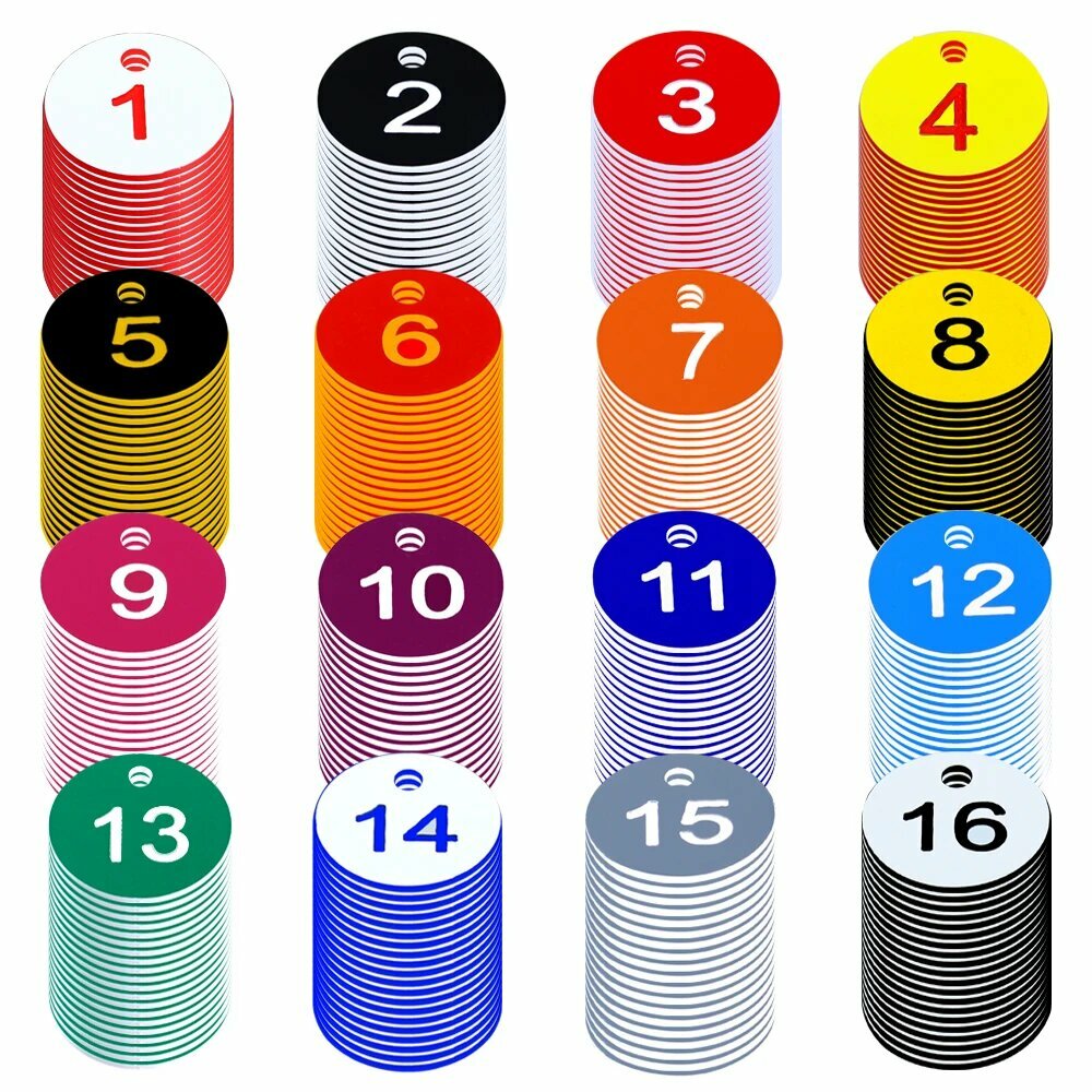Таблички Садовые Круглые маркеры для животных PP, Dia. 3.5cm, 20PCS (No. 1 to 20), Желтый