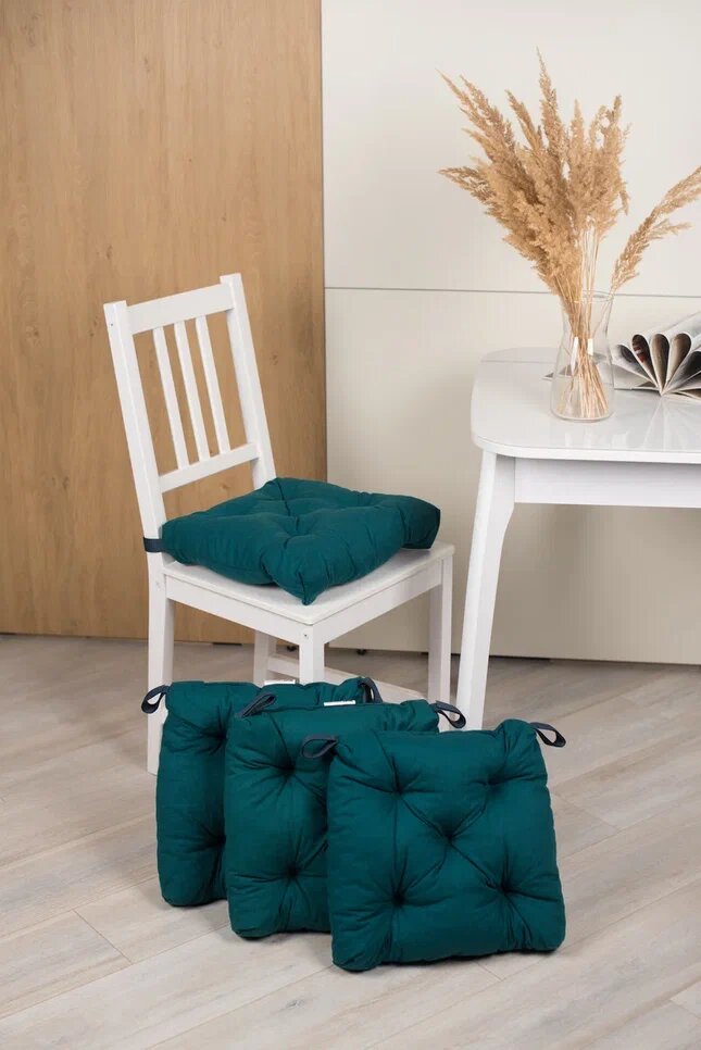 Подушка на стул 40/35x38x7 изумрудный