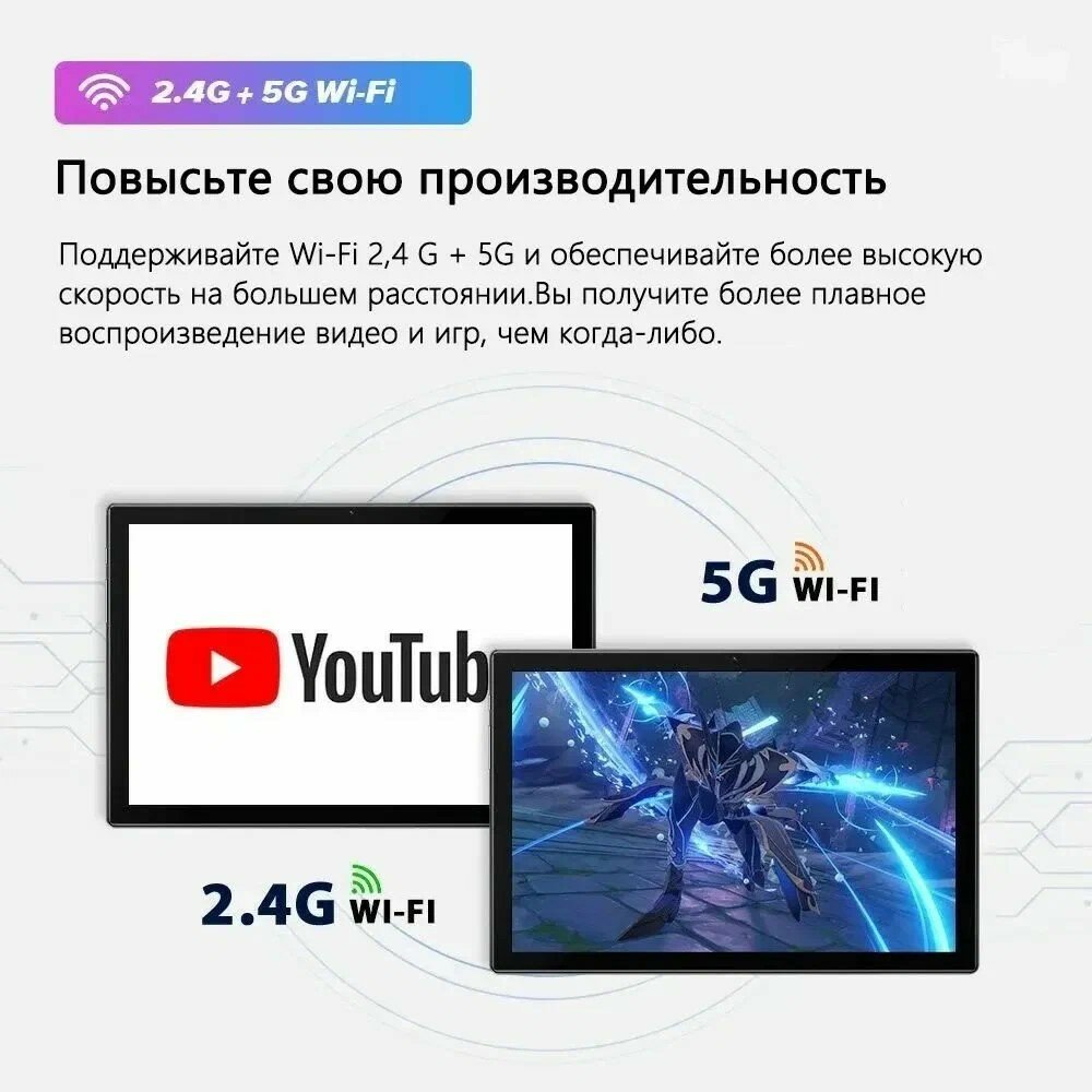Планшет FQ67, 10.36', Android 13, 8800 мАч, 2560*1600, поддержка SIM-карт/5G/Wi-Fi/GPS, синий — фото 1