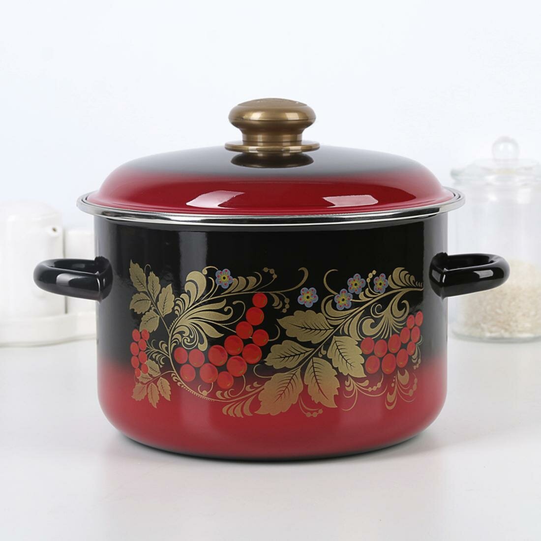 Кастрюля Сибирские товары «Рябинушка» индукция 4 л красно-черная