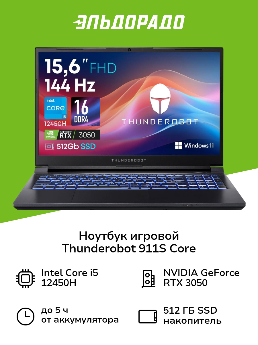 Ноутбук игровой Thunderobot 911S Core/15.6