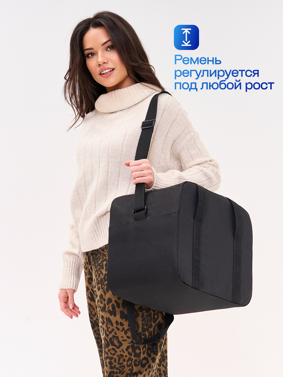 Сумка-баул PobedaBags, 26 л, 36х30х27 см, ручная кладь, черная — фото 1
